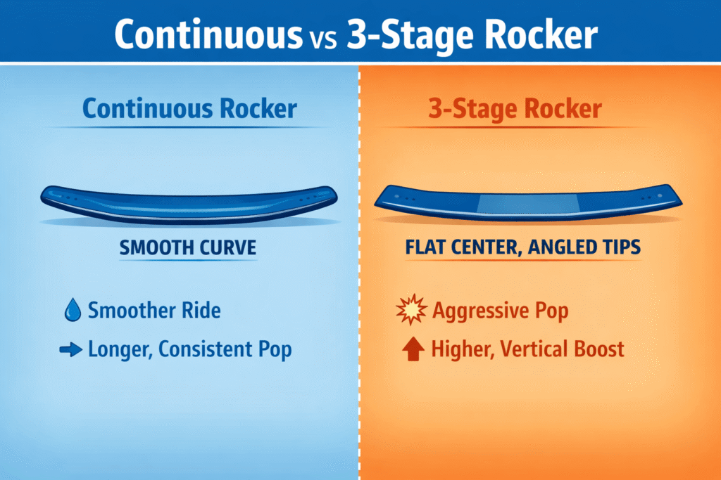 Wakeboardi laua kumeruse rockeri seletus continuous vs 3-stage rocker