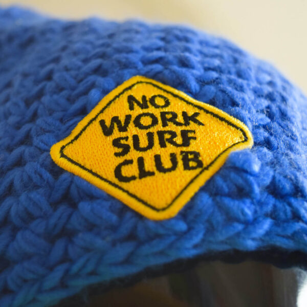 No Work beanie kootud sinine lähedalt